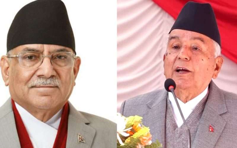 राष्ट्रपति पौडेललाई भेट्न प्रधानमन्त्री दाहाल शीतल निवासमा